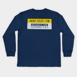 London Underground Way Out Sign (Picadilly Line) Kids Long Sleeve T-Shirt